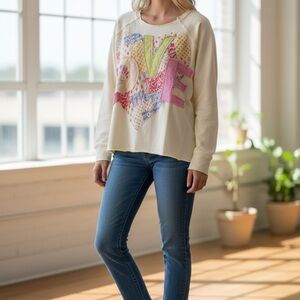 Women's Cream Love Graphic Top